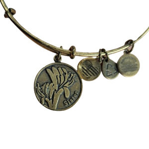 Alex‎ and Ani women's bracelet Sister charm gold tone floral birthday gift cute